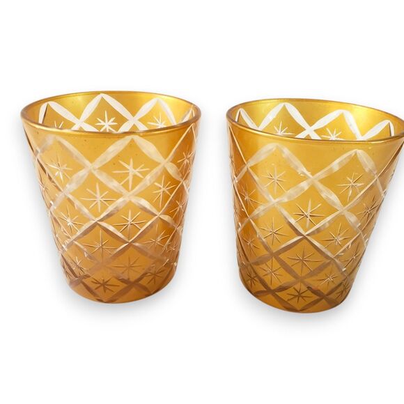 VTG Bombay Co Etched Glass Tea Light Holders-2 Pineapple Hollywood Regency Boho - Picture 1 of 16